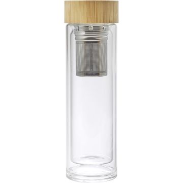 Double-Walled Glass And Bamboo Bottle (420ml)