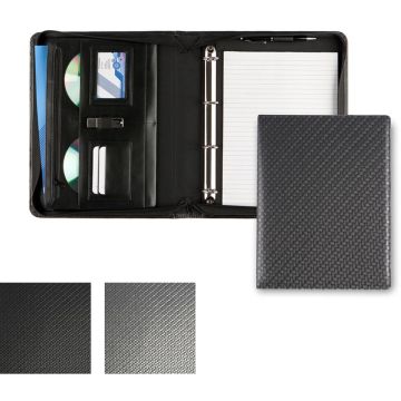 Carbon Fibre Textured PU Deluxe Zipped Ring Binder