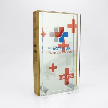 Bamboo 95mm x 175mm Block Award With Metal Plate And Acrylic Front Plate