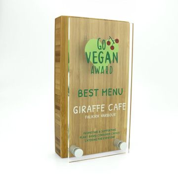 Bamboo 80mm x 150mm Block Award With Acrylic Front Plate