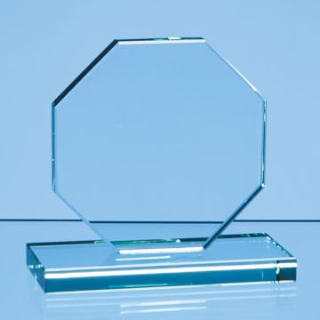 10cm x 10cm x 12mm Jade Glass Octagon Award