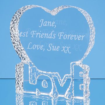 10cm Optical Crystal 'Love' Heart Paperweight