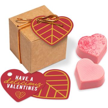 Valentines – Eco Kraft Cube - Raspberry Heart - Chocolate Truffles