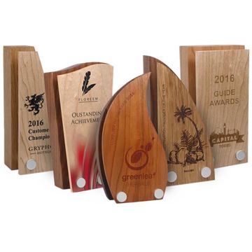 Real Wood Block Award With Wood Face Plate - 95mm x 175mm