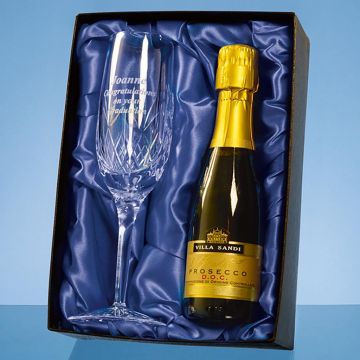 Blenheim Single Champagne Flute Gift Set with a 20cl Bottle of Prosecco