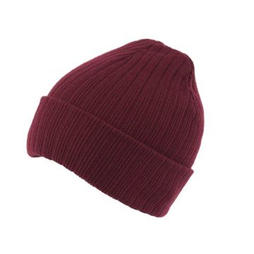 Ribbed Knit Beanie With Turn Up