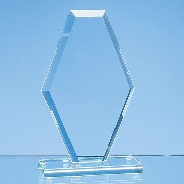22cm x 14cm x 1cm Jade Glass Bevelled Edge Clipped Diamond Award