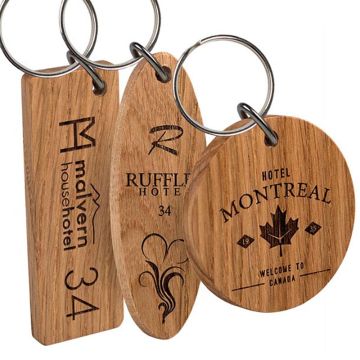 Real Wood Double Sided Engraved Keyrings, Large