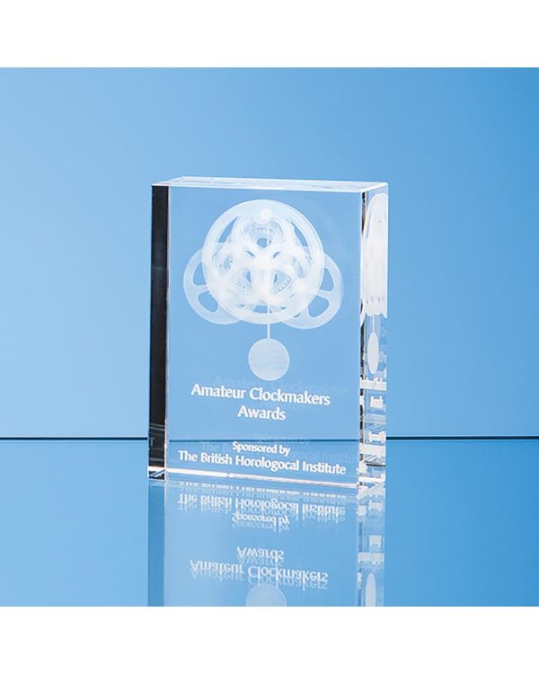 20cm x 11cm Optical Crystal Rectangle Award, H or V