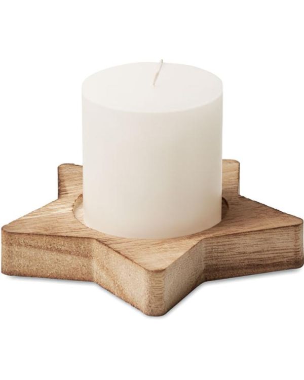 Lotus Candle On Star Wooden Base