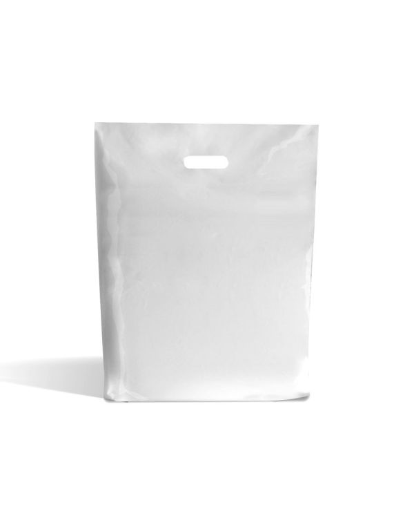 15 x 18 x 3 White Patch Handle Carrier Bag